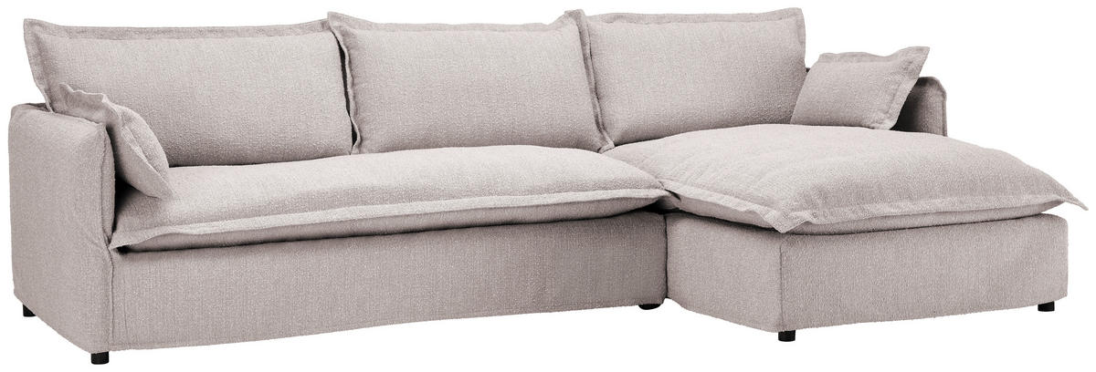 HUSSEN-ECKSOFA in Flachgewebe, Bouclé Beige  - Beige/Schwarz, Trend, Textil/Metall (295/165cm) - Livetastic