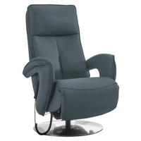 RELAXSESSEL Leder Graublau  - Chromfarben/Graublau, Design, Leder/Metall (77/110/87cm) - Valdera
