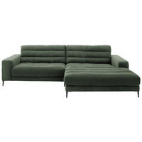 ECKSOFA in Cord Olivgrün  - Schwarz/Olivgrün, Design, Textil/Metall (296/207cm) - Dieter Knoll