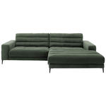 ECKSOFA Badia in Cord Olivgrün  296/207 cm  - Schwarz/Olivgrün, Design, Textil/Metall (296/207cm) - Dieter Knoll