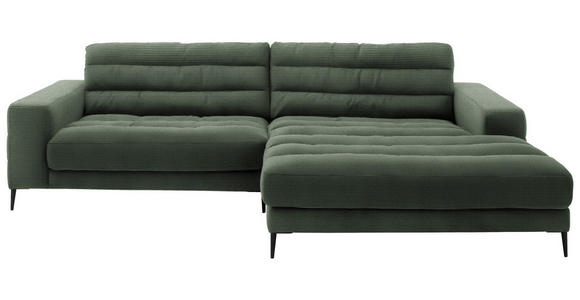 ECKSOFA Badia in Cord Olivgrün  296/207 cm  - Schwarz/Olivgrün, Design, Textil/Metall (296/207cm) - Dieter Knoll