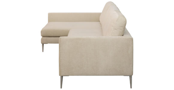 ECKSOFA Beige Chenille  - Beige/Silberfarben, KONVENTIONELL, Textil/Metall (143/284cm) - Carryhome