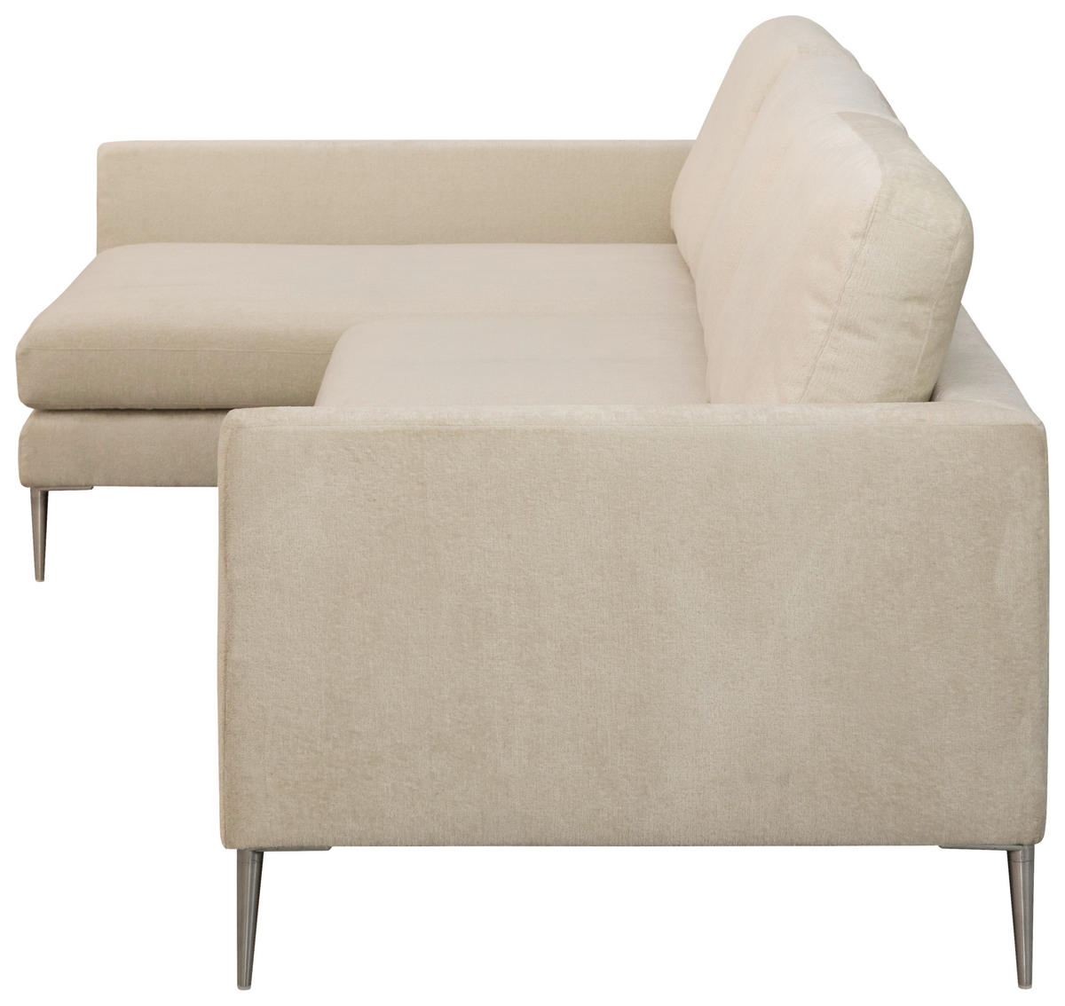 ECKSOFA Beige Chenille  - Beige/Silberfarben, KONVENTIONELL, Textil/Metall (143/284cm) - Carryhome