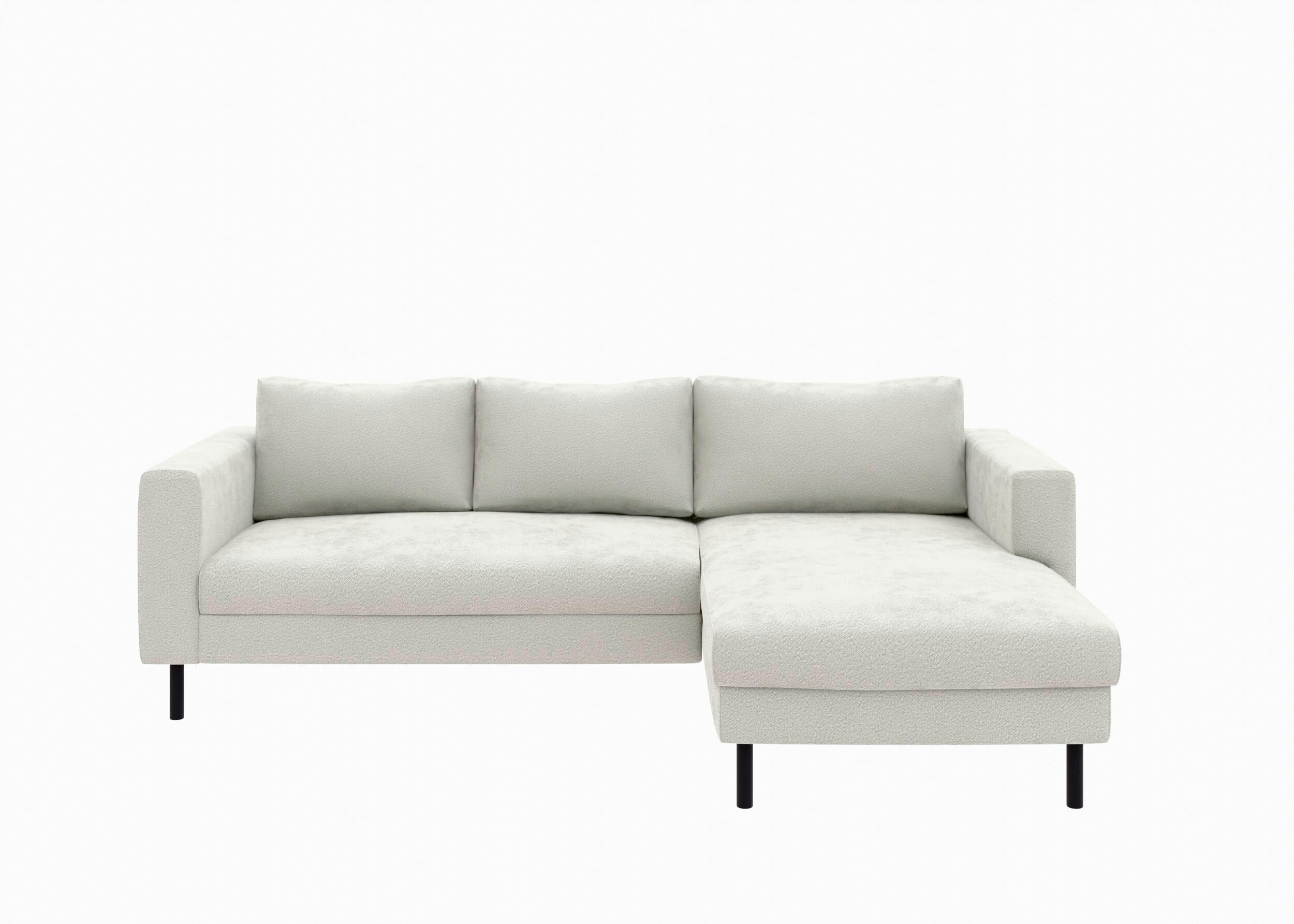 ECKSCHLAFSOFA  in Struktur Weiß  - Schwarz/Weiß, MODERN, Textil/Metall (232/161cm) - Trendmanufaktur