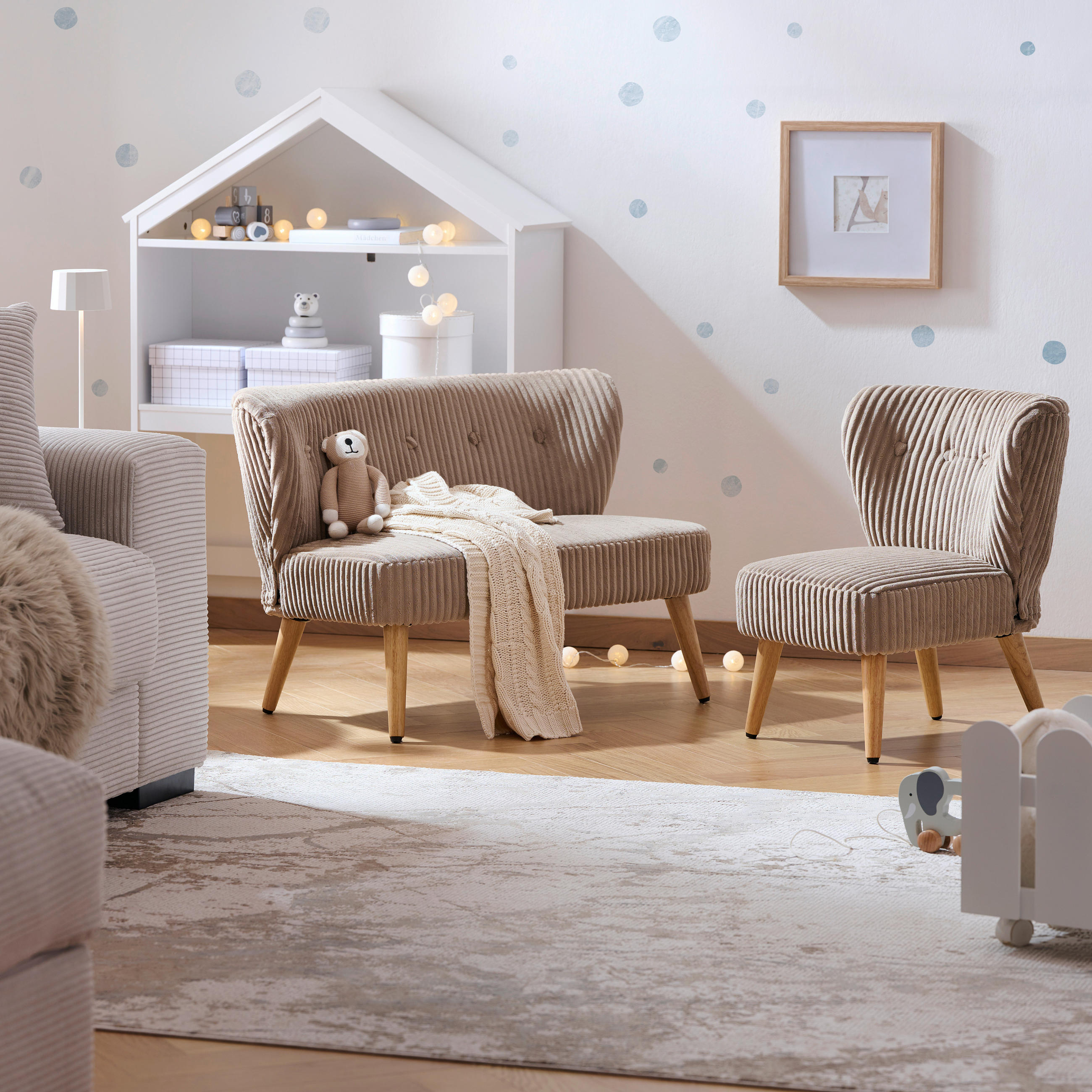 Thumbnail - Jimmylee Kindersitzbank Teddy, Braun, Holz, Kunststoff, Textil, Kautschukholz, Hartholz, Uni, 88.5x60.5x51.5 cm, Kinder-...