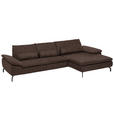 ECKSOFA in Mikrofaser Braun, Kastanienfarben  - Kastanienfarben/Schwarz, Design, Textil/Metall (341/181cm) - Dieter Knoll