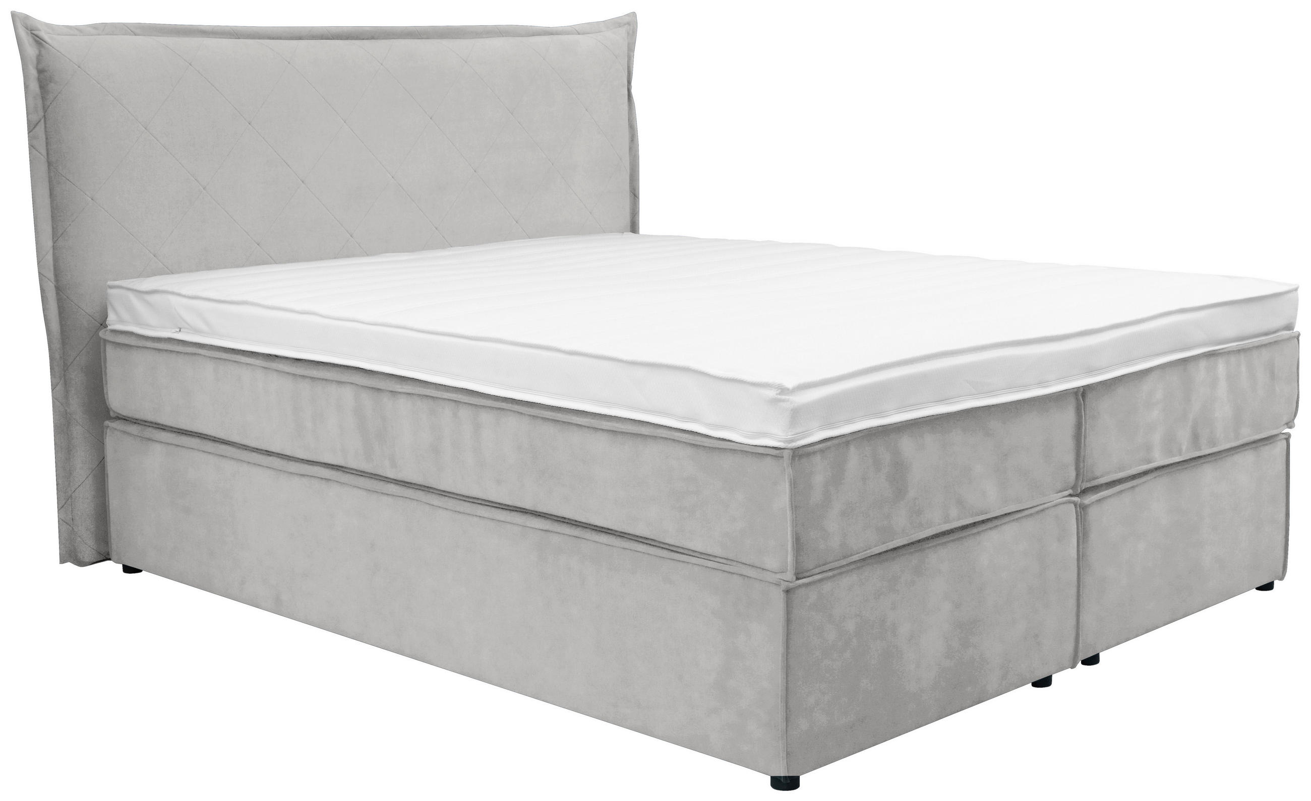 BOXSPRINGBETT 180/200 cm  in Hellgrau  - Hellgrau/Schwarz, KONVENTIONELL, Kunststoff/Textil (180/200cm) - Boxxx