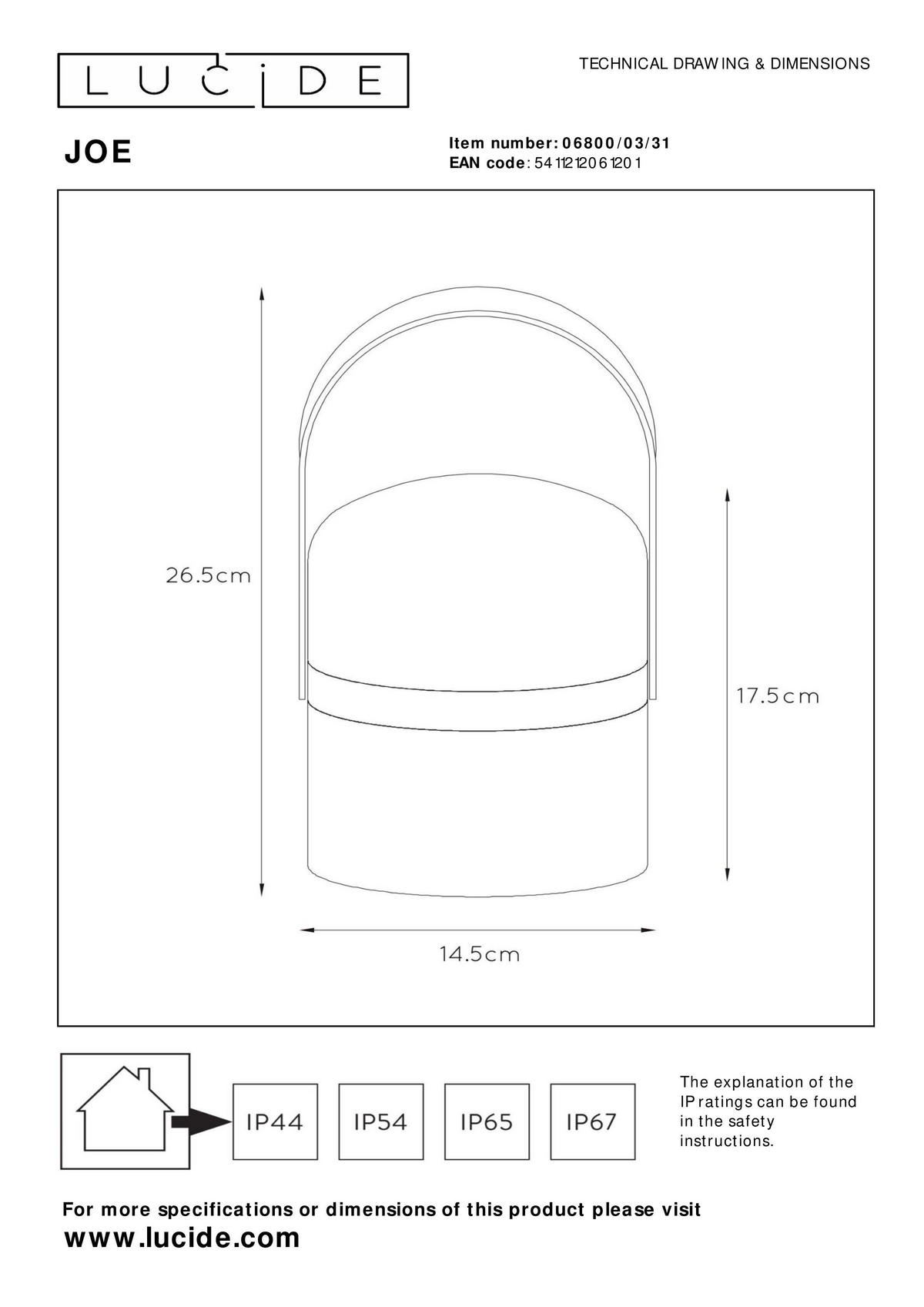 LED-AUßENLEUCHTE JOE 14.5/26.5 cm   - Hellbraun/Weiß, Basics, Holz/Kunststoff (14.5/26.5cm) - Lucide