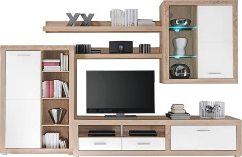 REGAL bijela, boje hrasta - bijela/srebrne boje, Design, staklo/drvni materijal (292/189/48cm) - Xora