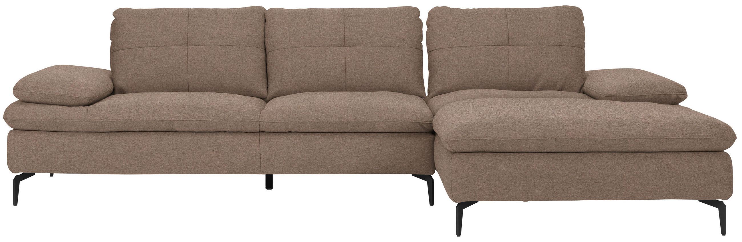 ECKSOFA in Webstoff Graubraun  - Graubraun/Schwarz, Design, Textil/Metall (301/179cm) - Chilliano