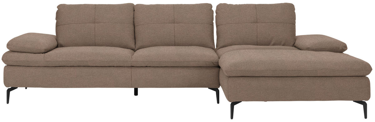 ECKSOFA in Webstoff Graubraun  - Graubraun/Schwarz, Design, Textil/Metall (301/179cm) - Chilliano