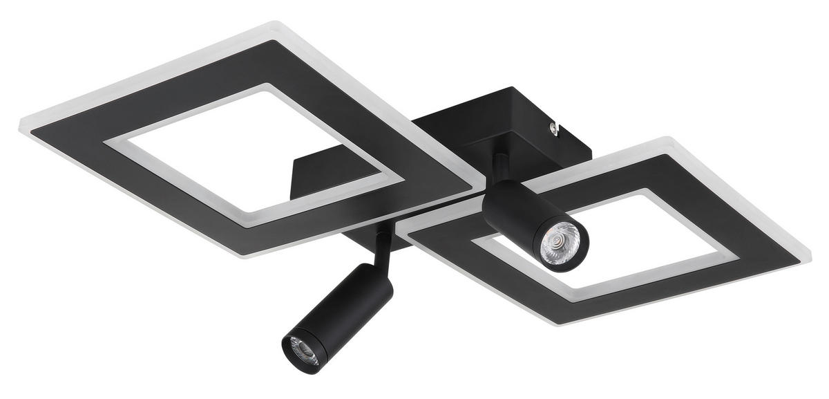 STROPNÍ LED SVÍTIDLO, 54/41/11,5 cm - černá/opál, Design, kov/plast (54/41/11,5cm) - Globo