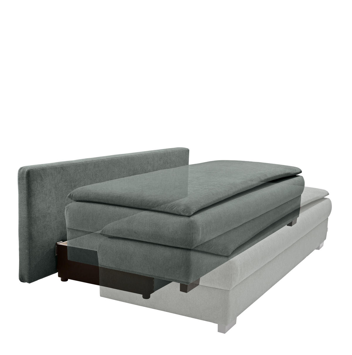 KANAPÉÁGY szürke  - fekete/szürke, Konventionell, műanyag/textil (207/94/90cm) - Venda