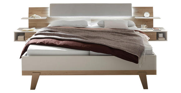 BETTANLAGE 180/200 cm  in Eichefarben, Kaschmir  - Kaschmir/Eichefarben, Design, Holzwerkstoff/Textil (180/200cm) - Xora