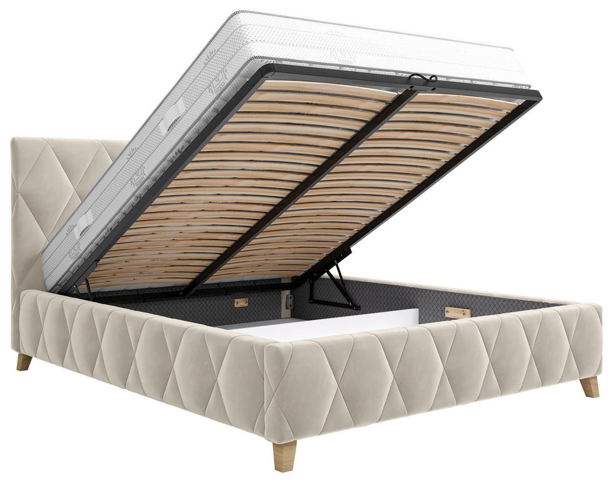 POLSTERBETT 180/200 cm  in Creme  - Creme, Modern, Holz/Holzwerkstoff (180/200cm) - MID.YOU
