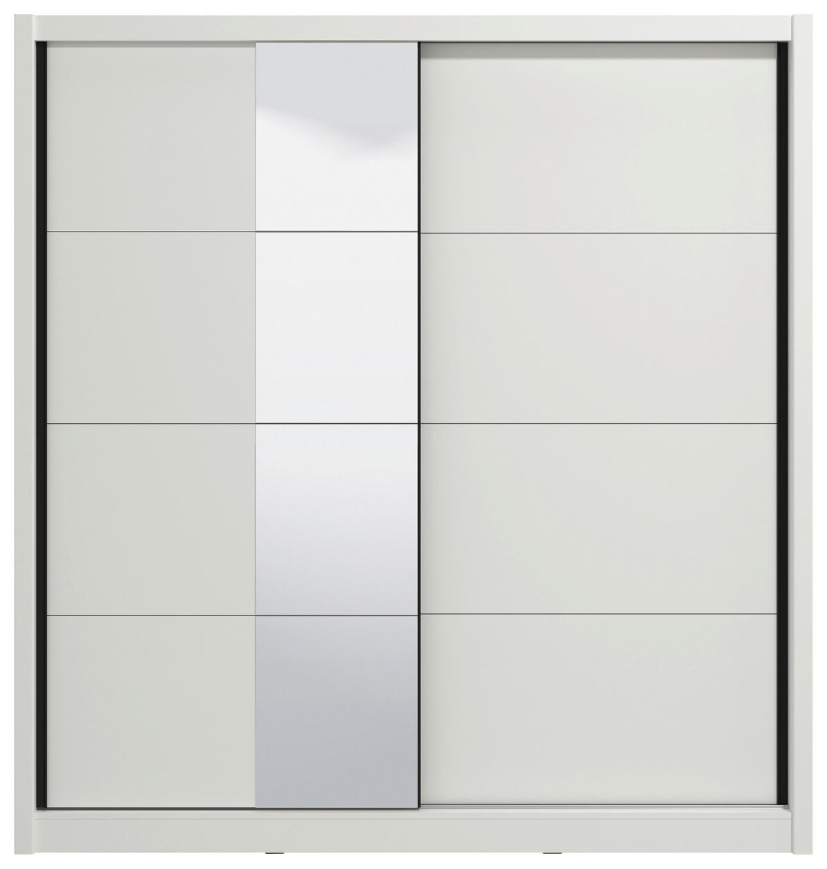 SCHIEBETÜRENSCHRANK 205/215,5/60 cm 2-türig Weiß  - Schwarz/Weiß, MODERN, Holzwerkstoff/Metall (205/215,5/60cm) - MID.YOU