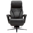 RELAXSESSEL Lenno Echtleder Nackenstütze, Relaxfunktion, Kopfteilverstellung    - Anthrazit/Schwarz, Design, Leder/Metall (75/106/88cm) - Dieter Knoll