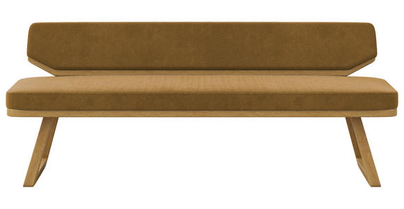 SITZBANK 190/80/52 cm Flachgewebe Schwarz, Currygelb Eiche massiv  - Currygelb/Schwarz, Basics, Holz/Textil (190/80/52cm) - Carryhome