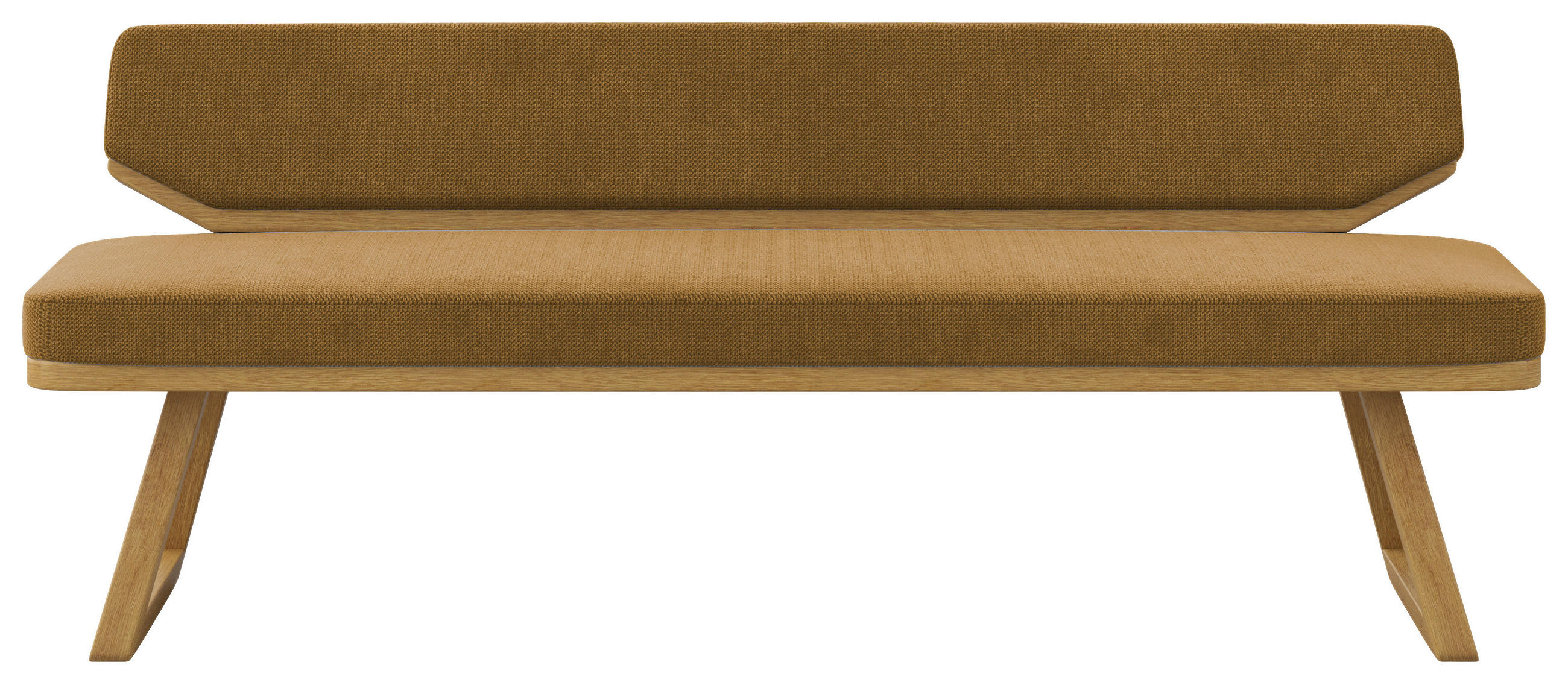 SITZBANK 190/80/52 cm Flachgewebe Schwarz, Currygelb Eiche massiv  - Currygelb/Schwarz, Basics, Holz/Textil (190/80/52cm) - Carryhome