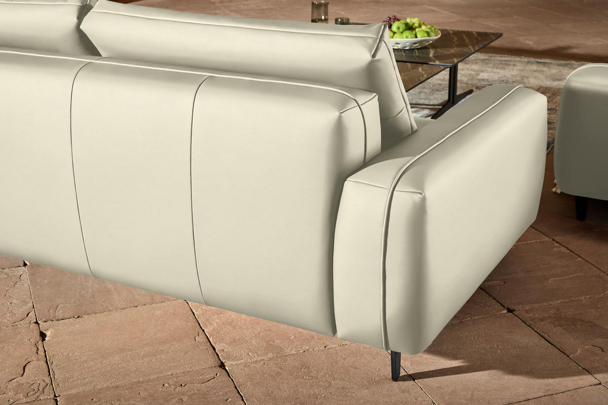 3-SITZER-SOFA  in Echtleder Creme   - Anthrazit/Creme, Design, Leder/Metall (230/70/109cm) - Johann Jakob