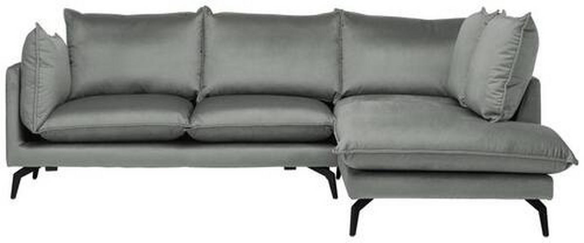 HÖRNSOFFA i sammet grå  - svart/grå, Design, metall/textil (241/200cm) - Carryhome