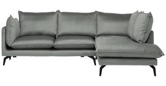 ECKSOFA Grau Samt  - Schwarz/Grau, Design, Textil/Metall (241/200cm) - Carryhome