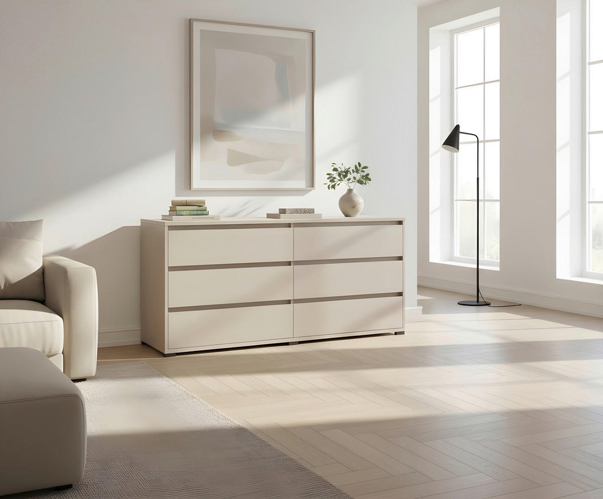 ŠIROKA KOMODA, kašmir  - kašmir/antracit, Design, umetna masa/leseni material (160/79/48cm) - Carryhome