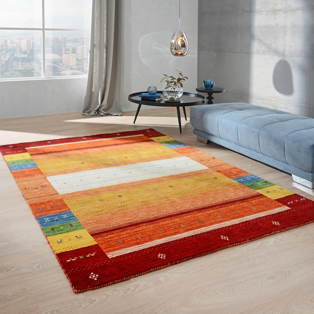 Thumbnail - Cazaris Orientteppich Sehnsucht nach Eden, Mehrfarbig, Rot, Textil, Streifen, rechteckig, 160x230 cm, AZO-frei, für Fußb...