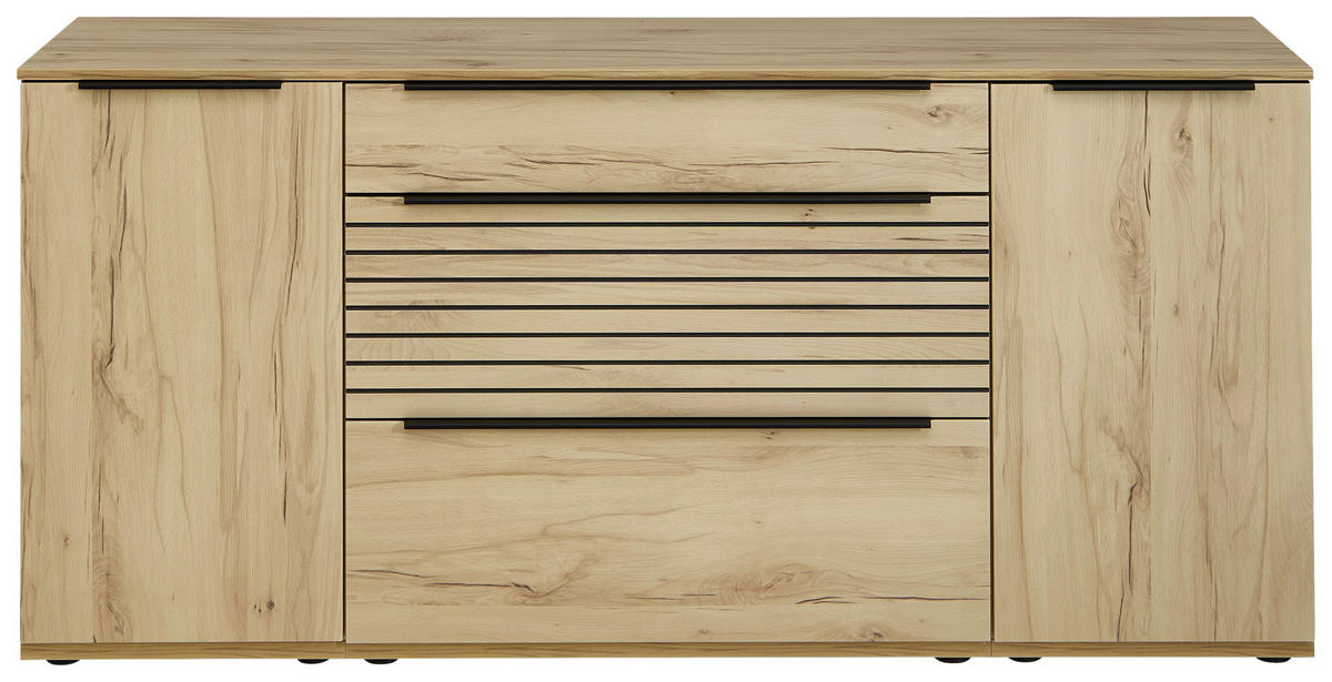 SIDEBOARD Buchefarben  180/85/40 cm  - Buchefarben/Schwarz, KONVENTIONELL, Holzwerkstoff/Kunststoff (180/85/40cm) - Venda