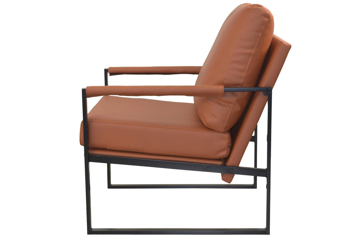 LOUNGESESSEL Braun, Cognac    - Cognac/Schwarz, Design, Metall (81/65/90cm) - MID.YOU