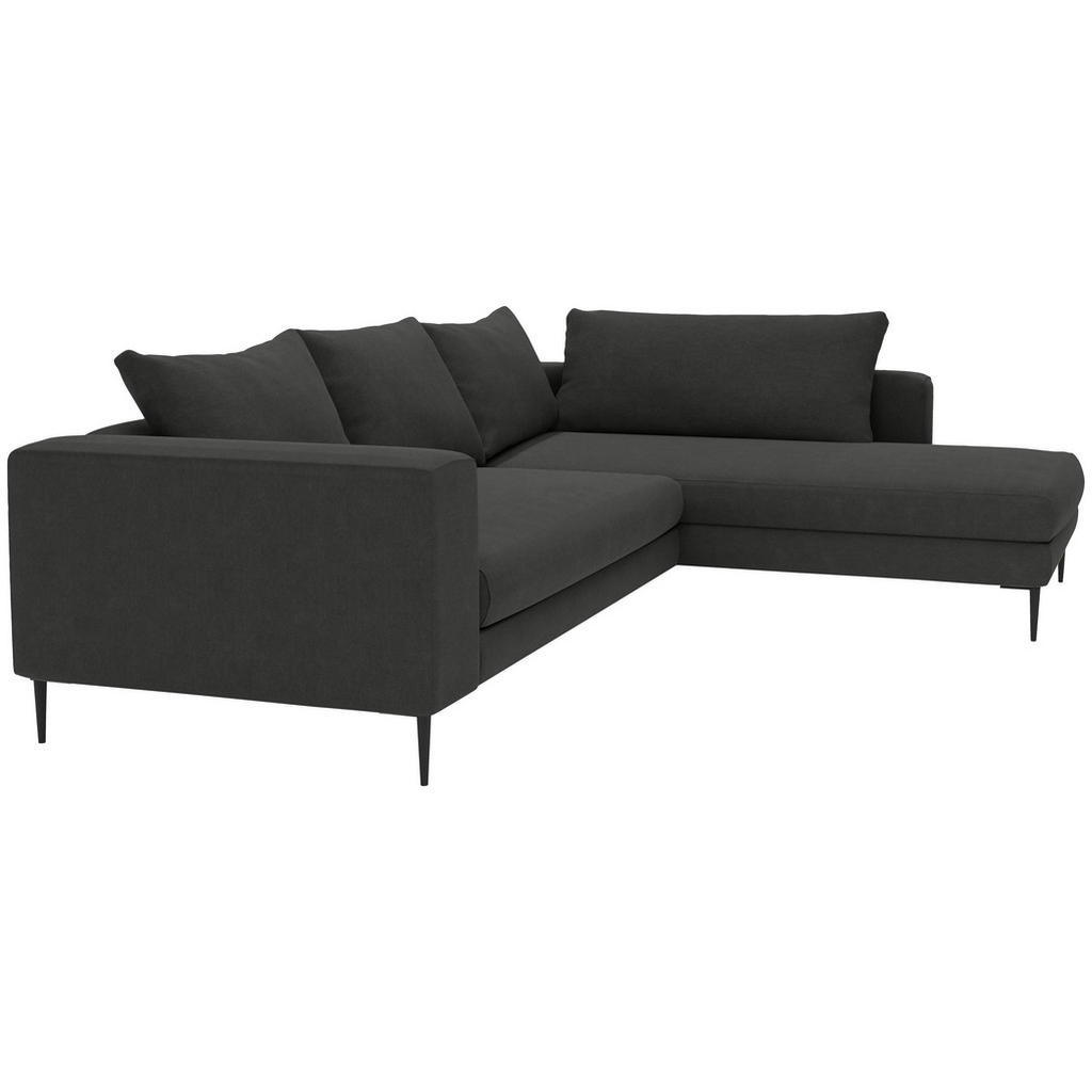 Thumbnail - Trendmanufaktur Ecksofa Aurora, Graphit, Textil, 4-Sitzer, Füllung: Schaumstoff, Silikon, Ottomane rechts, L-Form, 295x2...
