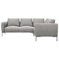 ECKSOFA Grau Webstoff, Flachgewebe  - Schwarz/Grau, Design, Textil/Metall (252/219cm) - Livetastic