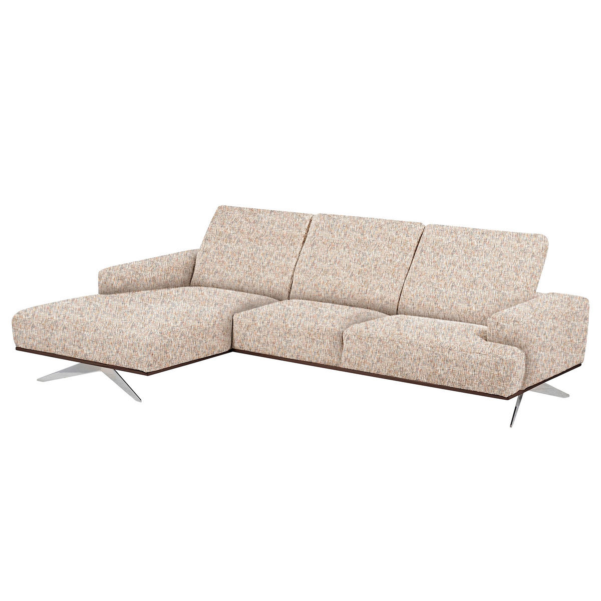 ECKSOFA PORTLAND in Struktur Blau, Gelb, Rot, Weiß Kopfteilverstellung  187/295 cm  - Chromfarben/Blau, Design, Holz/Textil (187/295cm) - Livetastic