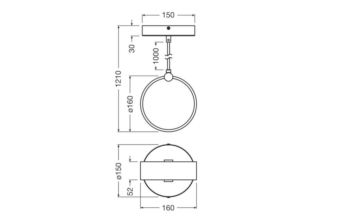 LED-PENDELLEUCHTE 16/15/121 cm  - Schwarz, Basics, Kunststoff (16/15/121cm) - Osram