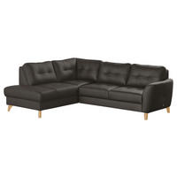 ECKSOFA Dunkelbraun Echtleder Lederlook  - Dunkelbraun/Buchefarben, Design, Leder/Holz (190/236cm) - Livetastic