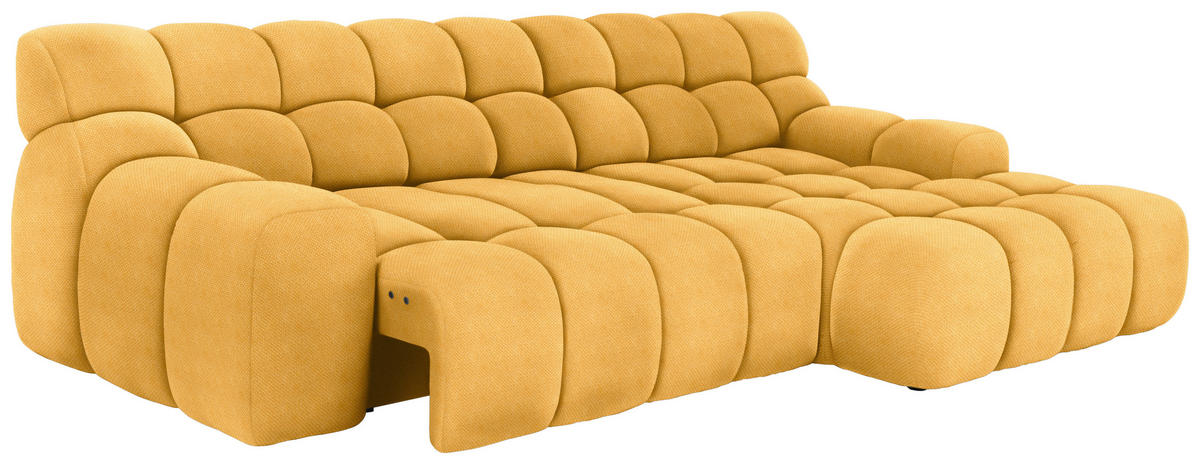 Ecksofa inl. Funktion Gelb Webstoff  - Gelb/Schwarz, MODERN, Kunststoff/Textil (297/180cm) - Welnova