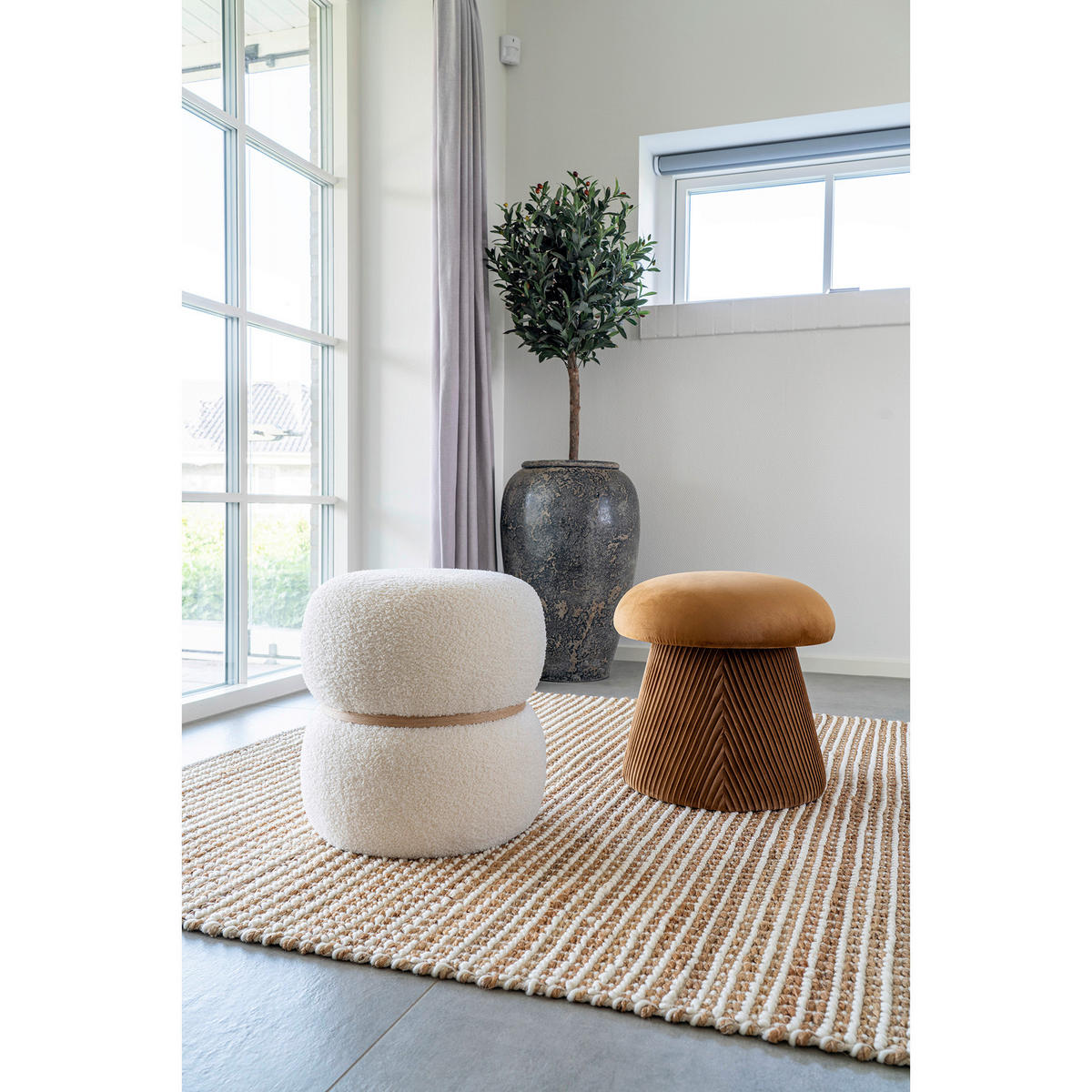 HOCKER Orange  - Orange, Design, Naturmaterialien/Holz (39/42/39cm)