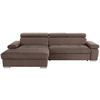 ECKSOFA in Velours Braun  - Silberfarben/Braun, Design, Holz/Textil (183/292cm) - Livetastic