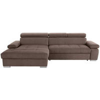 ECKSOFA in Velours Braun  - Silberfarben/Braun, Design, Holz/Textil (183/292cm) - Livetastic