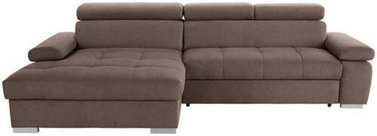 ECKSOFA in Velours Braun  - Silberfarben/Braun, Design, Holz/Textil (183/292cm) - Livetastic