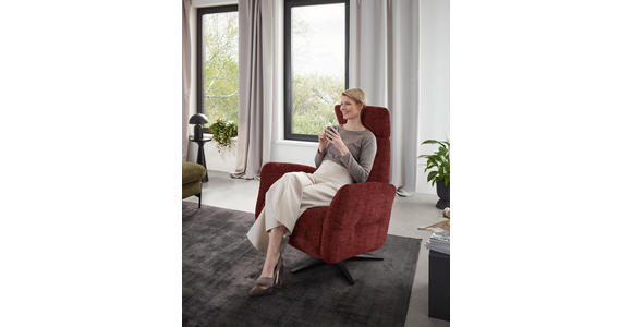 RELAXSESSEL in Textil Rot  - Rot/Schwarz, Design, Textil/Metall (82/113/90cm) - Dieter Knoll