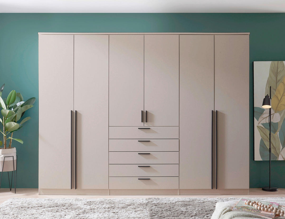 KLEIDERSCHRANK 270/210/52 cm,  in Kaschmir, 6-türig  - Kaschmir/Alufarben, KONVENTIONELL, Holzwerkstoff/Kunststoff (270/210/52cm) - Livetastic