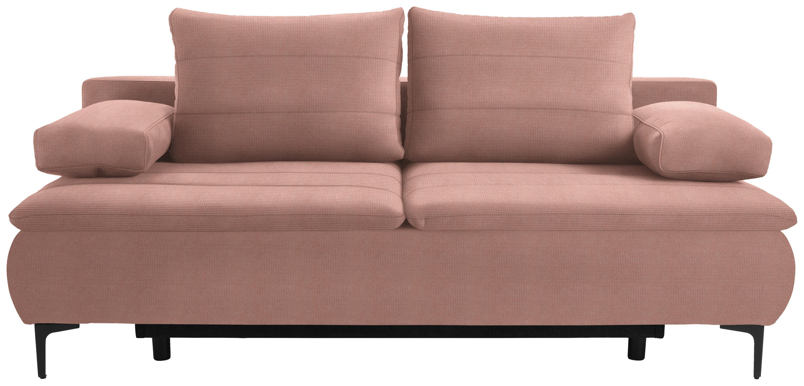 BOXSPRINGSOFA in Flachgewebe Rosa  - Schwarz/Rosa, KONVENTIONELL, Textil/Metall (204/93/100cm) - Novel