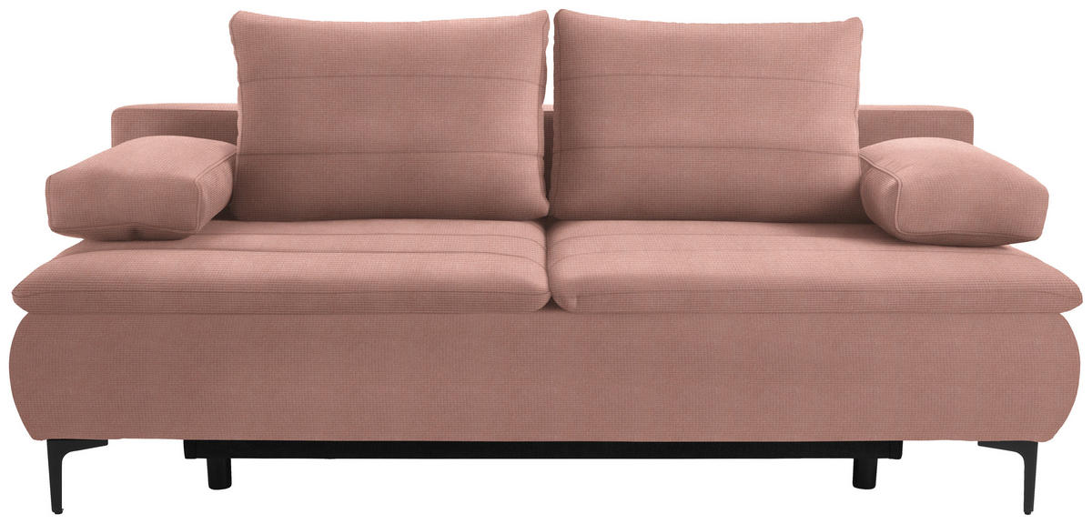 BOXSPRINGSOFA in Flachgewebe Rosa  - Schwarz/Rosa, Konventionell, Textil/Metall (204/93/100cm) - Livetastic