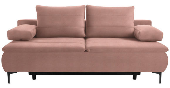 BOXSPRINGSOFA Flachgewebe Rosa  - Schwarz/Rosa, KONVENTIONELL, Textil/Metall (204/93/100cm) - Novel