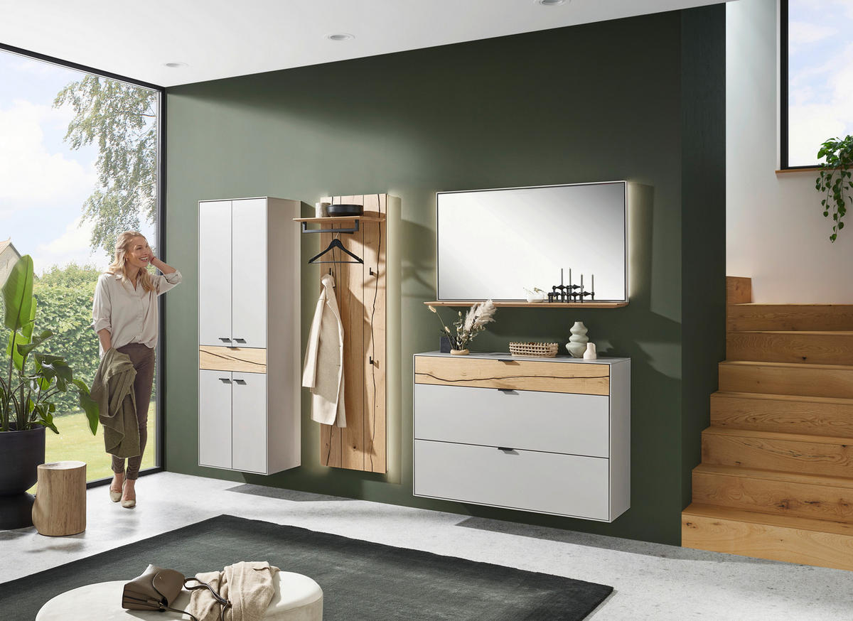GARDEROBE 4-teilig  in 265,7/205,5/37,1 cm  - Wildeiche/Grau, Design, Glas/Holz (265,7/205,5/37,1cm) - Dieter Knoll