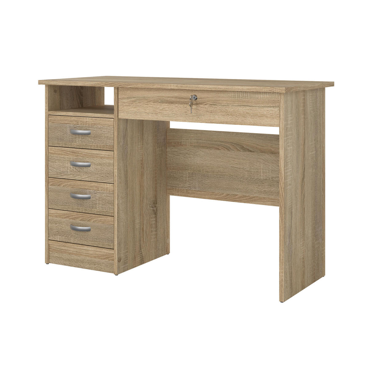 SCHREIBTISCH 109,3/48,5/75,6 cm  in Eichefarben  - Eichefarben/Silberfarben, MODERN, Holzwerkstoff/Kunststoff (109,3/48,5/75,6cm) - MID.YOU