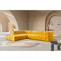 ECKSOFA Fresco Senfgelb Samt  - Senfgelb/Schwarz, Design, Kunststoff/Textil (228/325cm) - P & B