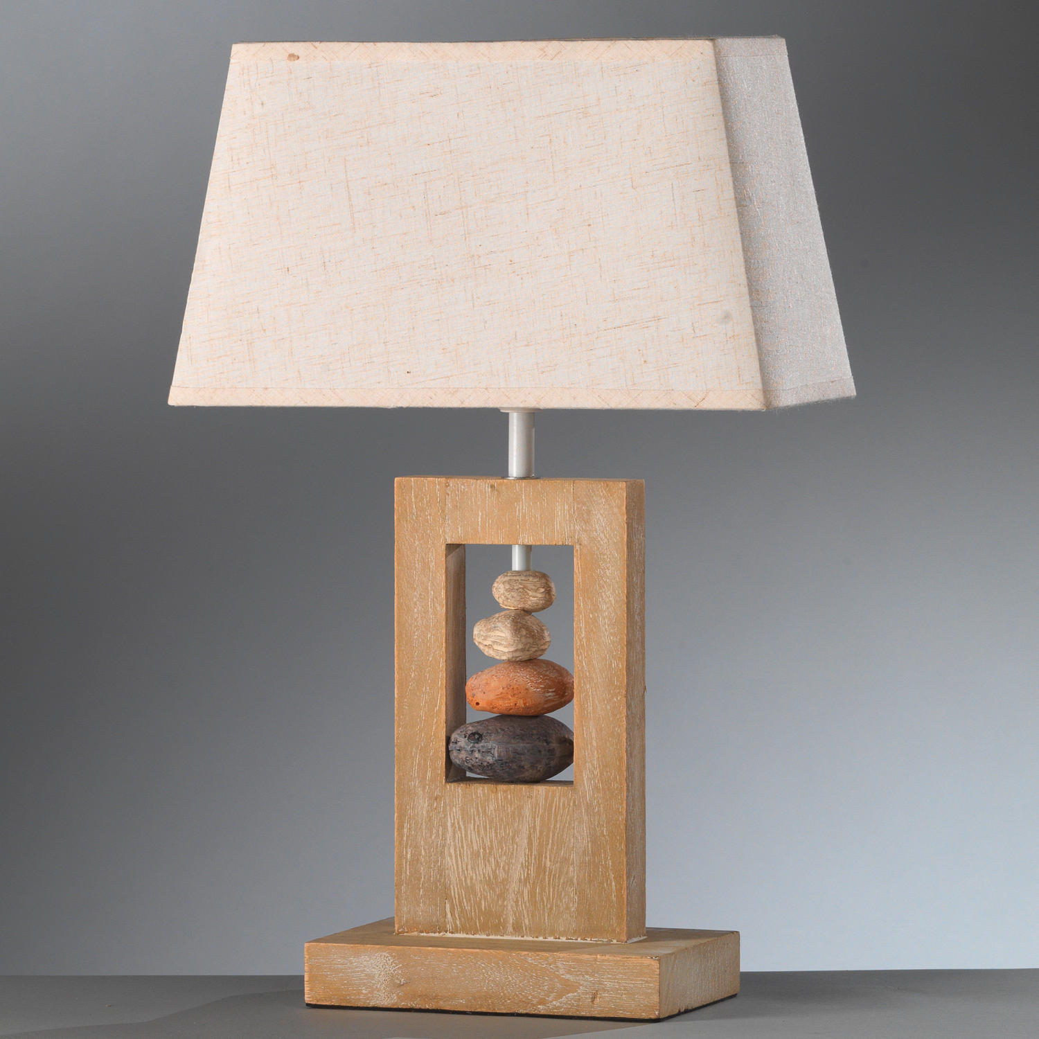 STOLNÍ LAMPA, E27, 30/13/46 cm - béžová, Natur, dřevo/textil (30/13/46cm)
