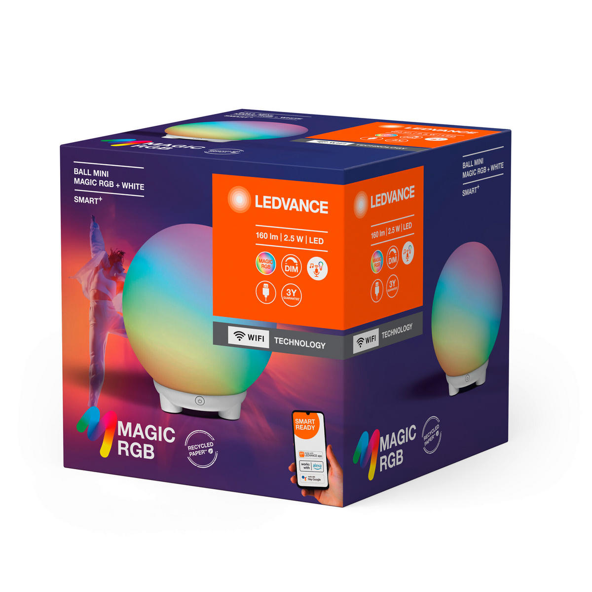 STIMMUNGSLEUCHTER Smart+ Wifi Ball Magic 13/13,8 cm   - Weiß, Basics, Glas/Kunststoff (13/13,8cm) - Ledvance